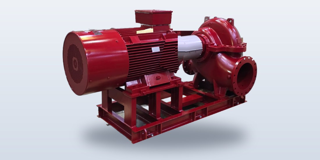 Xylem split-case pump and motor on its baseplate