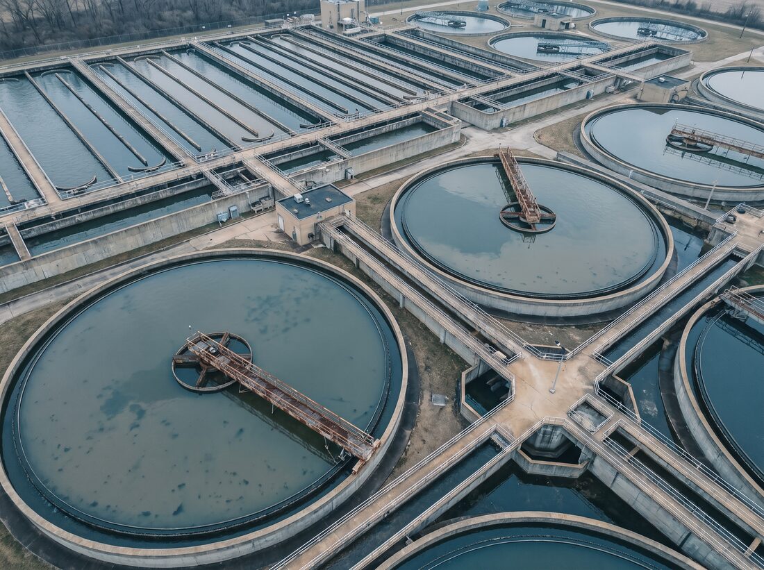Clarifier tanks at a water treatment works